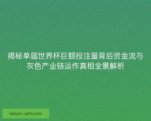 揭秘单届世界杯巨额投注量背后资金流与灰色产业链运作真相全景解析 揭秘单届世界杯巨额投注量背后资金流与灰色产业链运作真相全景解析